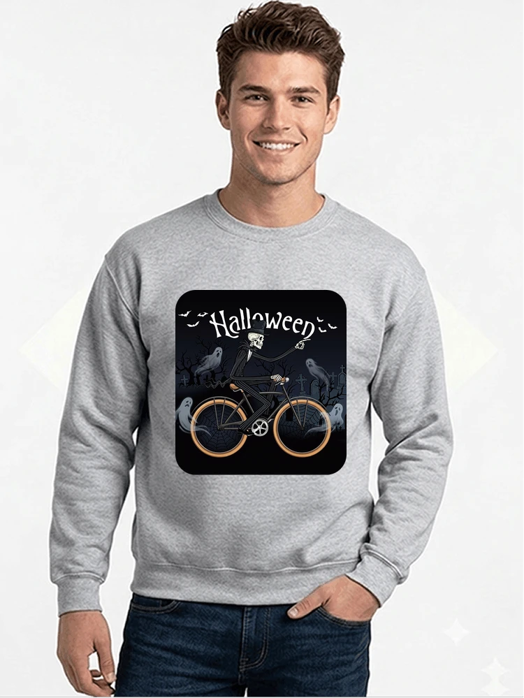 skelett halloween shirt fahrrad t shirt halloween sweatshirt mit rundhalsausschnitt sport grey