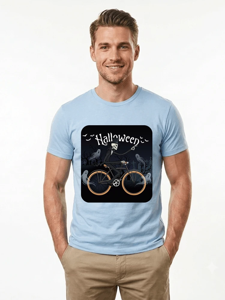 skelett halloween shirt fahrrad t shirt halloween t shirt light blue