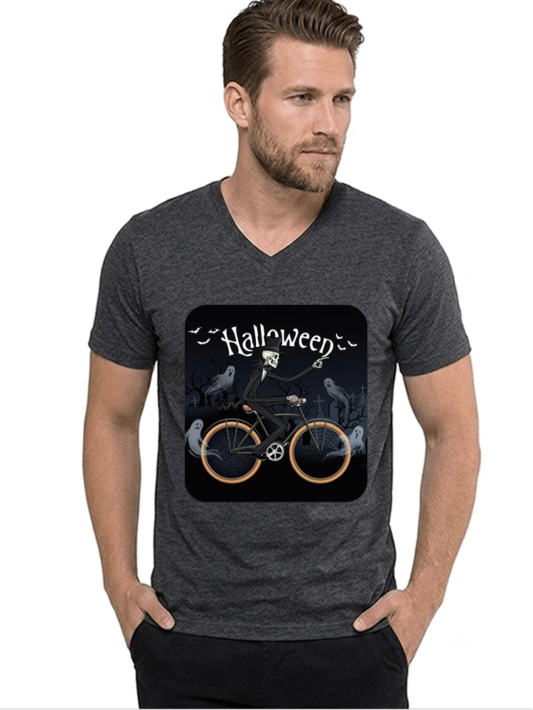 skelett halloween shirt fahrrad t shirt halloween t shirt mit v ausschnitt anthracite melange