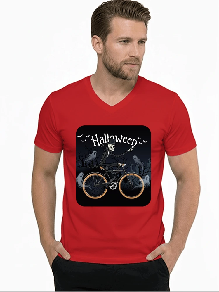 skelett halloween shirt fahrrad t shirt halloween t shirt mit v ausschnitt red
