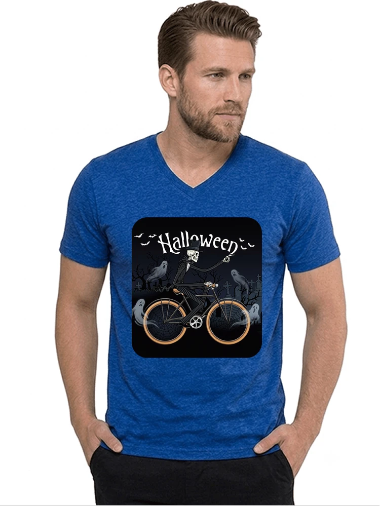 skelett halloween shirt fahrrad t shirt halloween t shirt mit v ausschnitt royal blue
