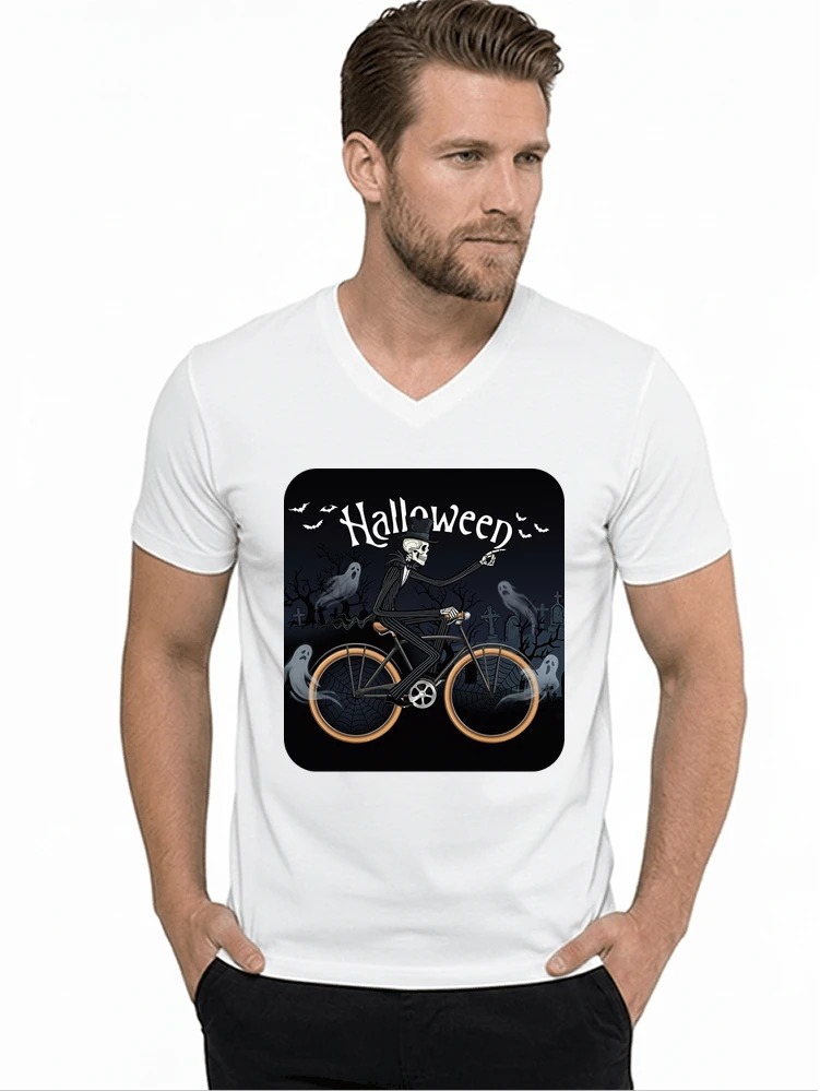 skelett halloween shirt fahrrad t shirt halloween t shirt mit v ausschnitt white