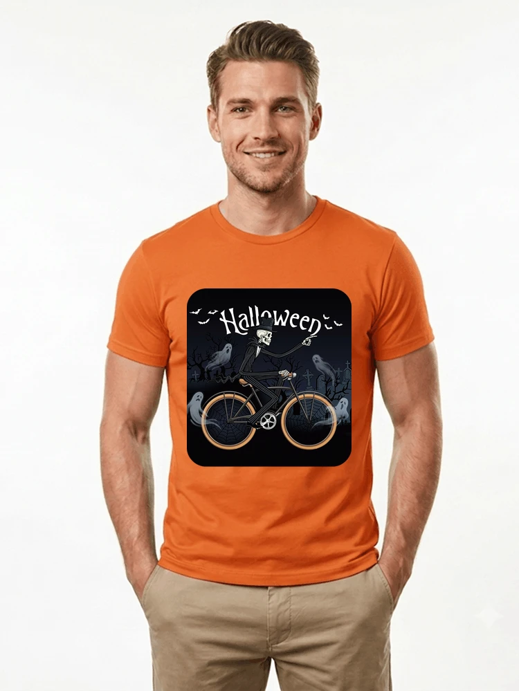 skelett halloween shirt fahrrad t shirt halloween t shirt orange