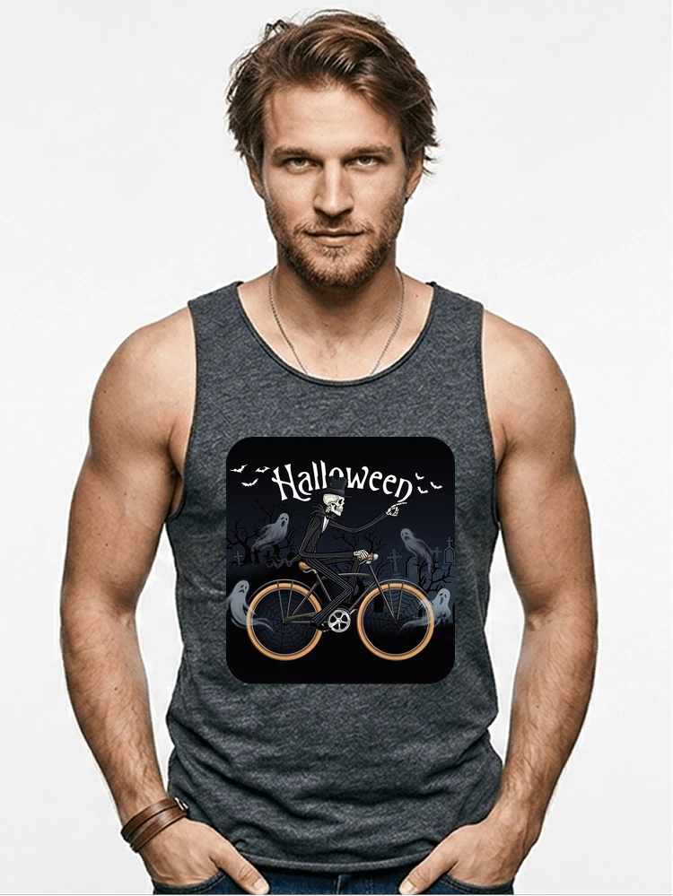 skelett halloween shirt fahrrad t shirt halloween tanktop anthracite melange