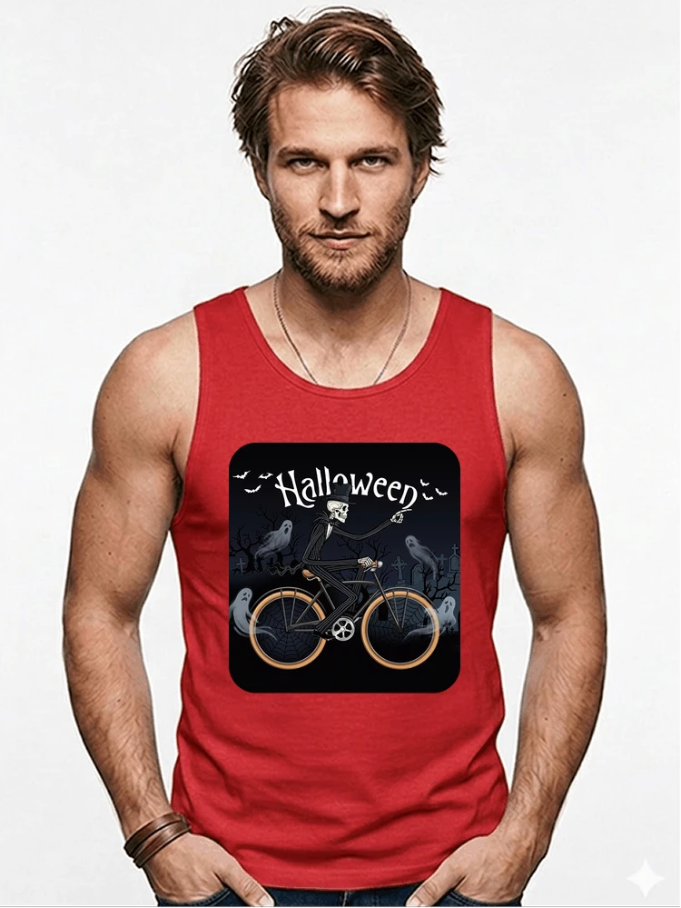 skelett halloween shirt fahrrad t shirt halloween tanktop red