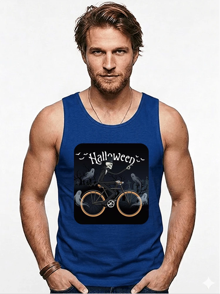 skelett halloween shirt fahrrad t shirt halloween tanktop royal blue