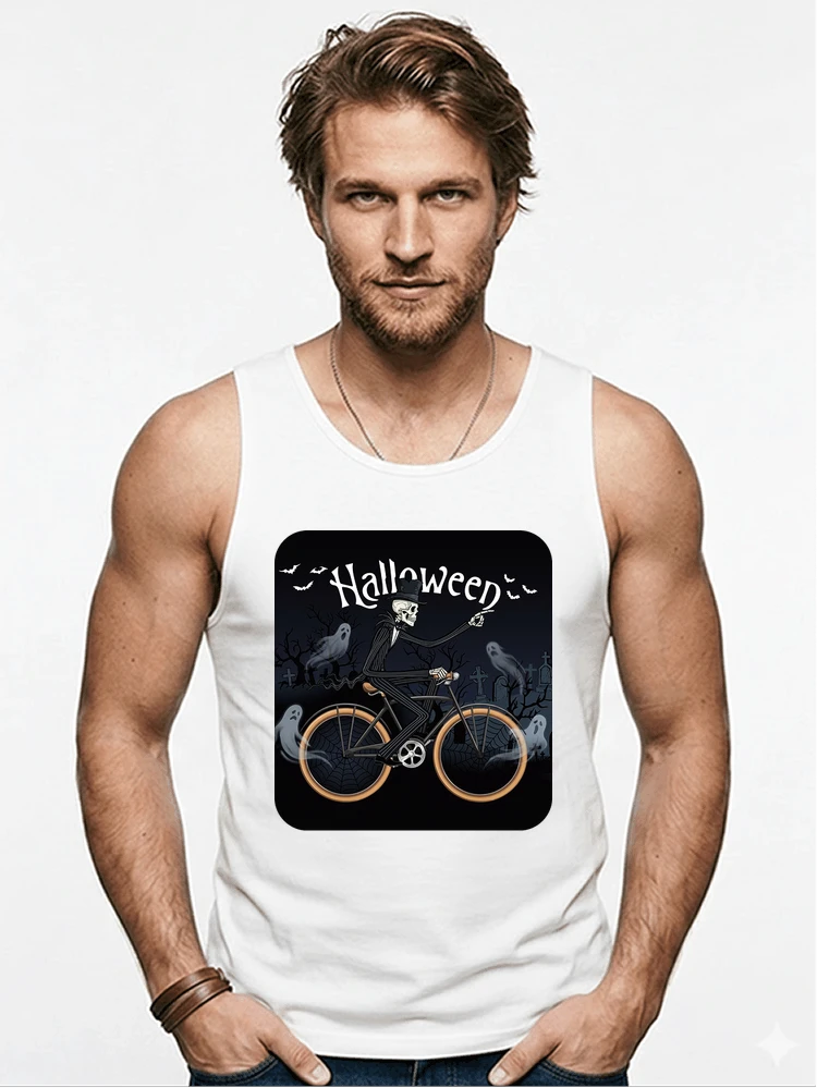 skelett halloween shirt fahrrad t shirt halloween tanktop white