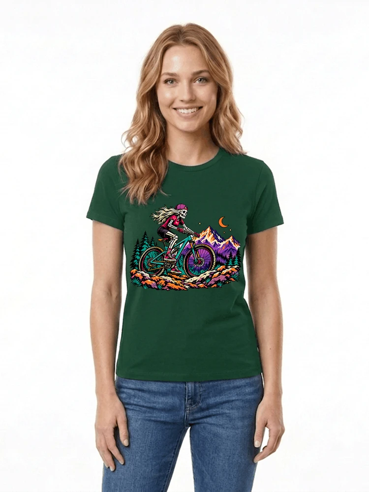 skelett mountainbike t shirt halloween mtb downhill shirt fr damen damen t shirt forest green