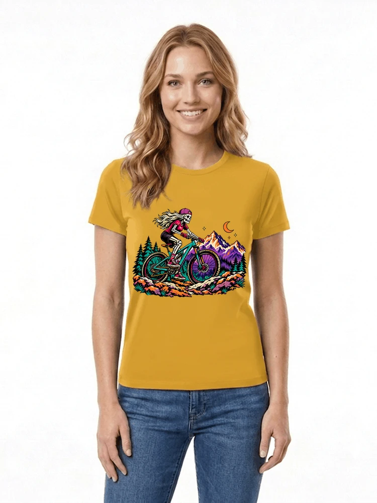 skelett mountainbike t shirt halloween mtb downhill shirt fr damen damen t shirt gold