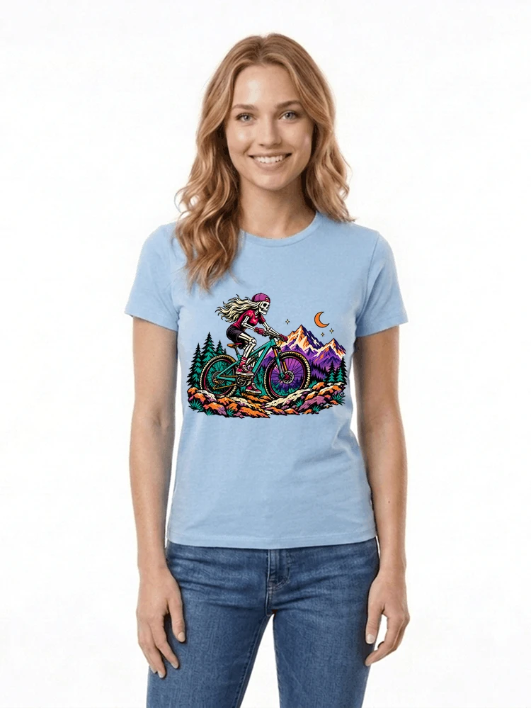 skelett mountainbike t shirt halloween mtb downhill shirt fr damen damen t shirt light blue