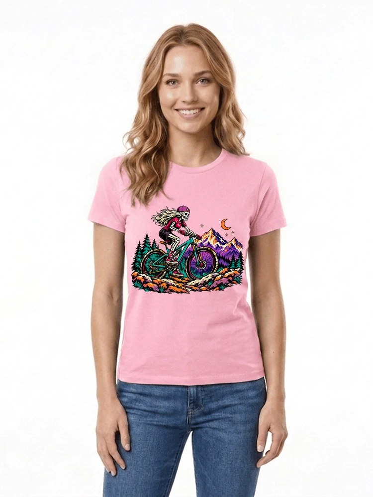 skelett mountainbike t shirt halloween mtb downhill shirt fr damen damen t shirt light pink