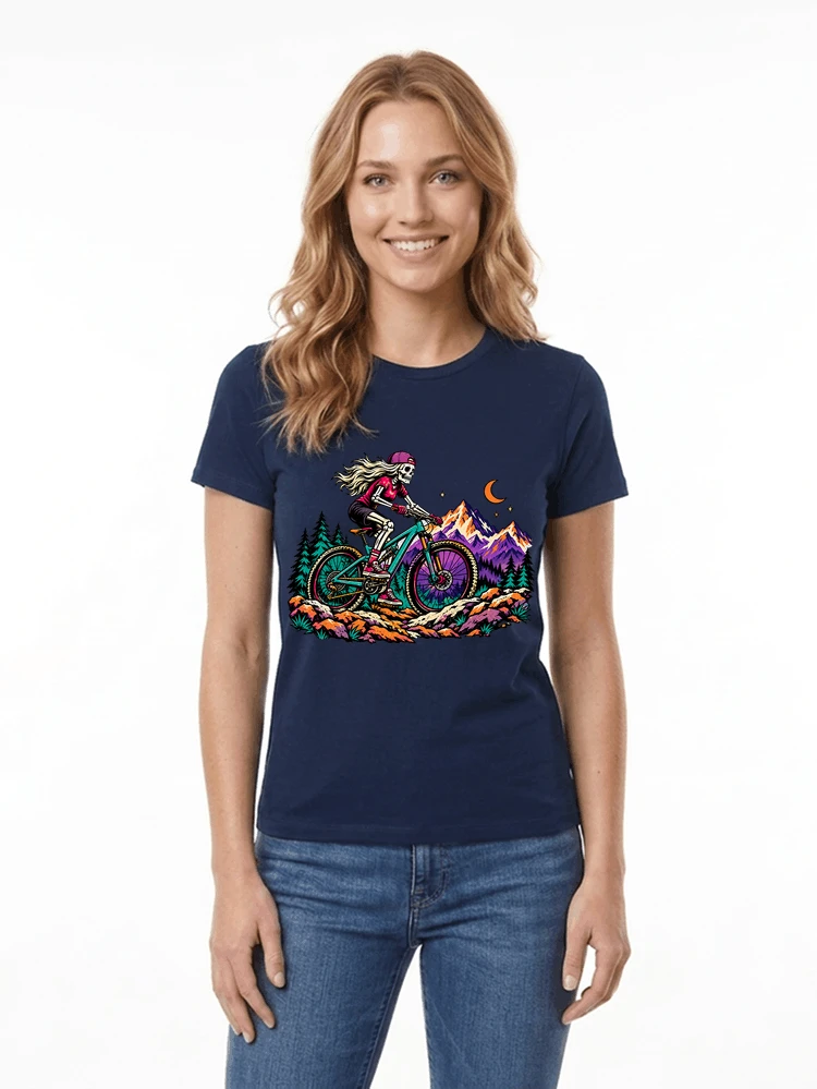 skelett mountainbike t shirt halloween mtb downhill shirt fr damen damen t shirt navy