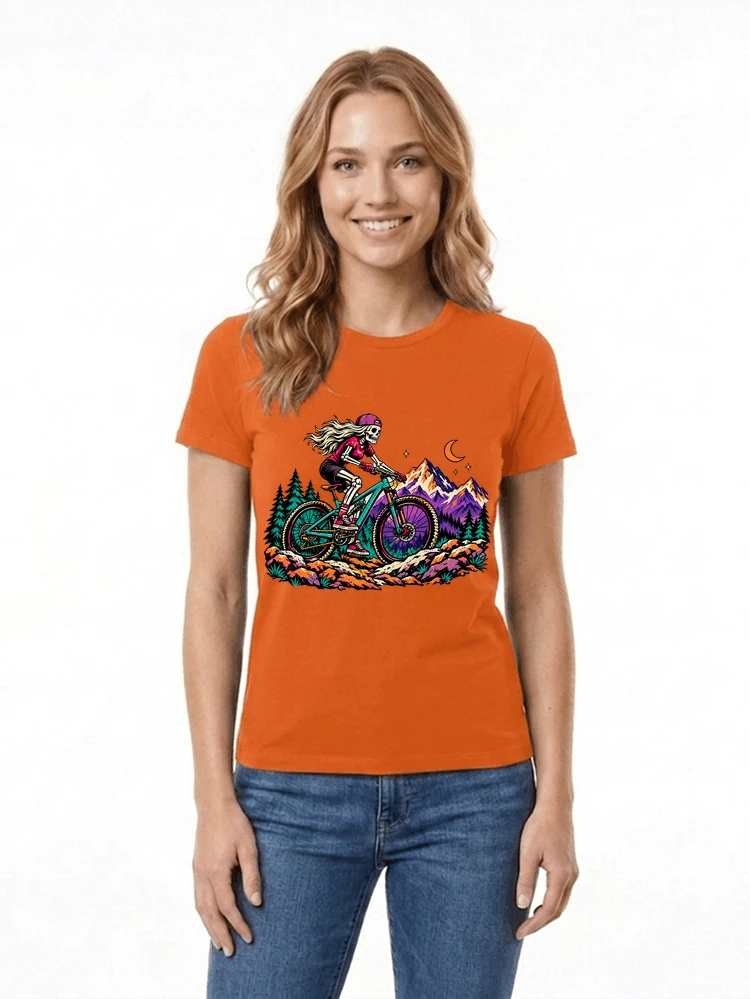 skelett mountainbike t shirt halloween mtb downhill shirt fr damen damen t shirt orange