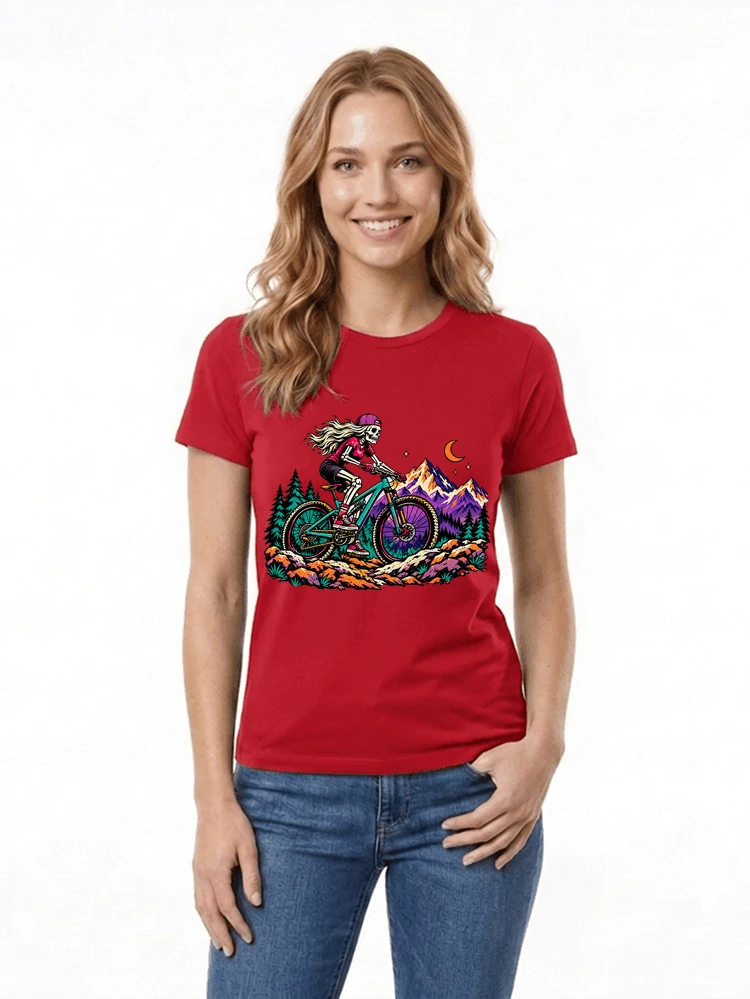 skelett mountainbike t shirt halloween mtb downhill shirt fr damen damen t shirt red