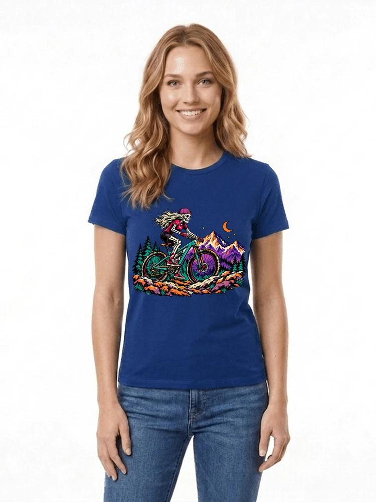 skelett mountainbike t shirt halloween mtb downhill shirt fr damen damen t shirt royal blue
