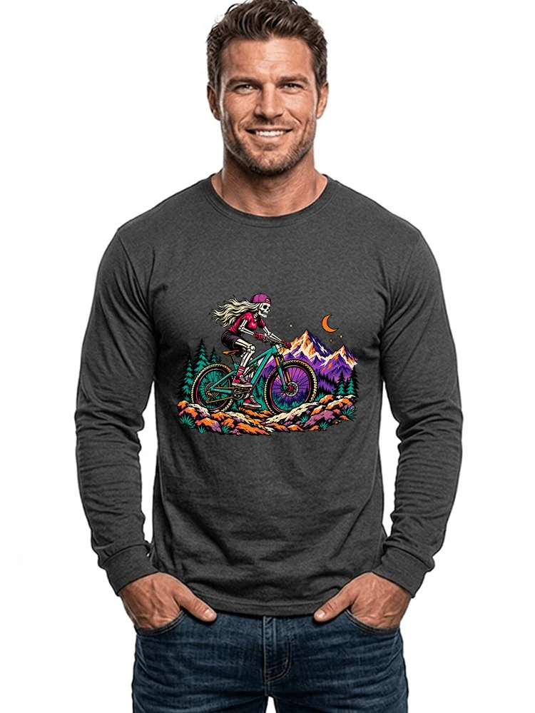 skelett mountainbike t shirt halloween mtb downhill shirt fr damen langarmshirt anthracite melange
