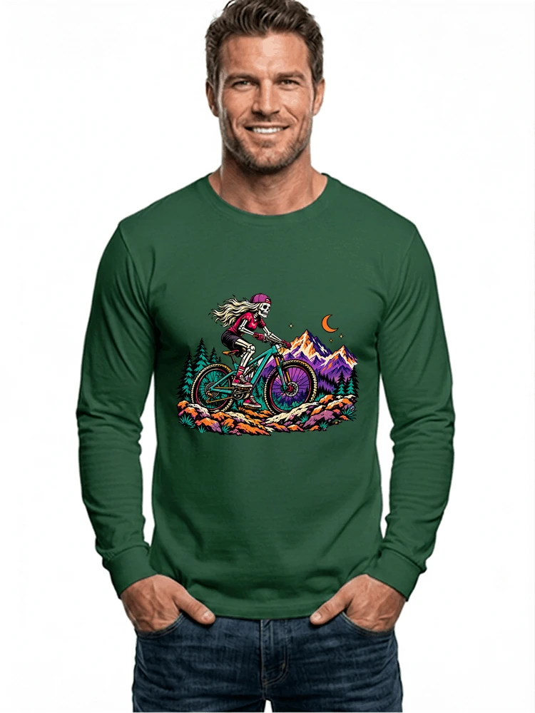 skelett mountainbike t shirt halloween mtb downhill shirt fr damen langarmshirt forest green