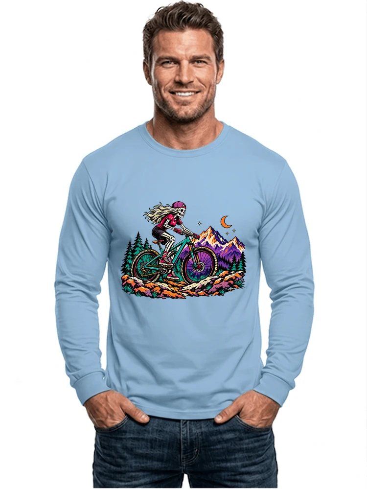 skelett mountainbike t shirt halloween mtb downhill shirt fr damen langarmshirt light blue