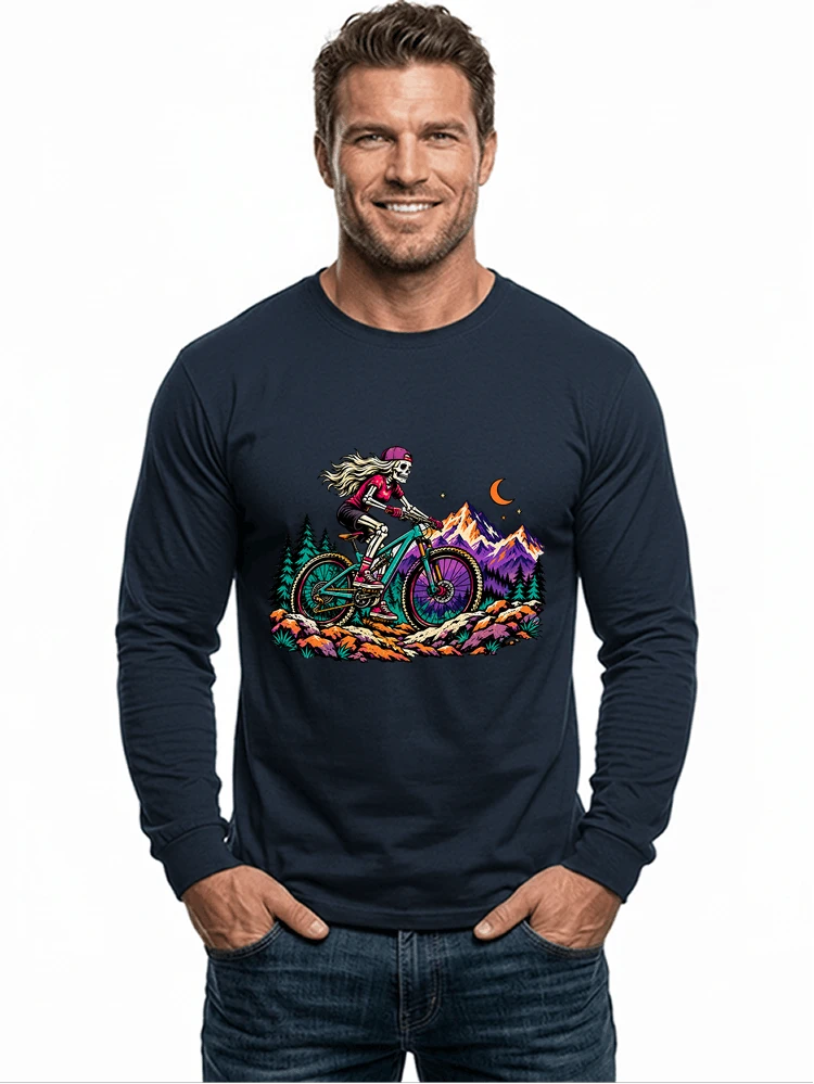 skelett mountainbike t shirt halloween mtb downhill shirt fr damen langarmshirt navy