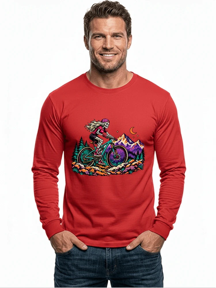 skelett mountainbike t shirt halloween mtb downhill shirt fr damen langarmshirt red