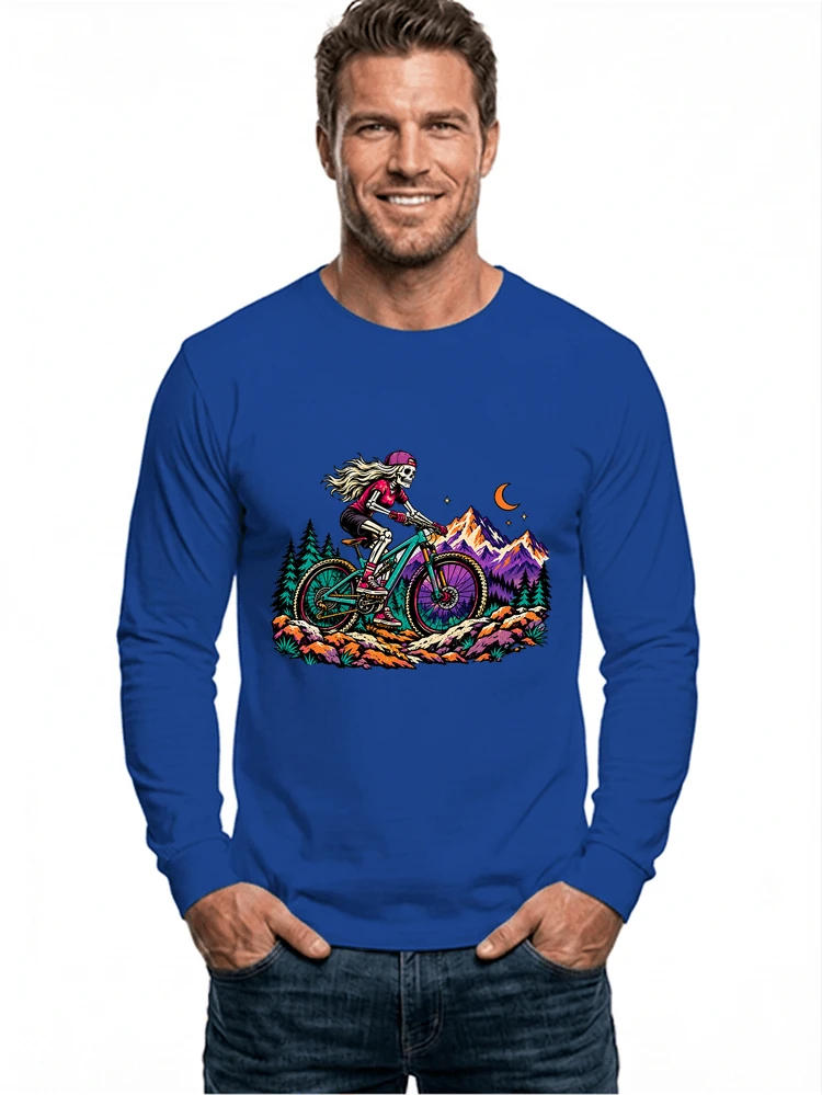 skelett mountainbike t shirt halloween mtb downhill shirt fr damen langarmshirt royal blue