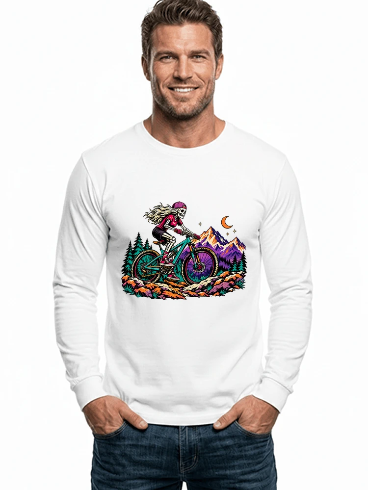skelett mountainbike t shirt halloween mtb downhill shirt fr damen langarmshirt white