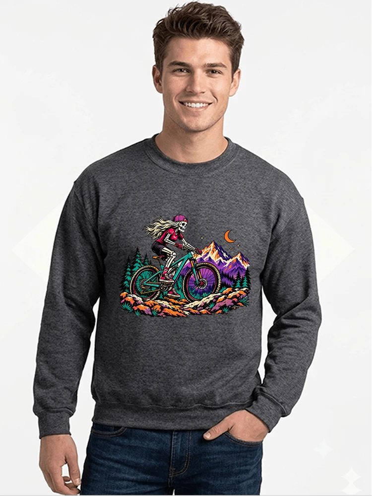 skelett mountainbike t shirt halloween mtb downhill shirt fr damen sweatshirt mit rundhalsausschnitt anthracite melange