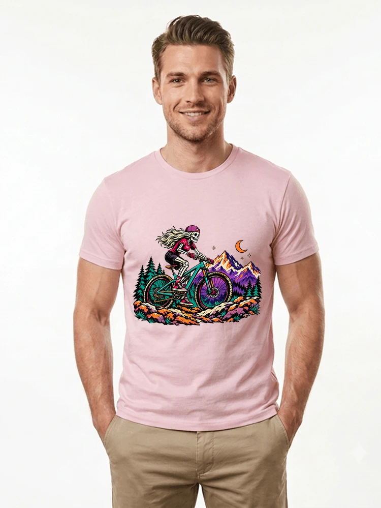 skelett mountainbike t shirt halloween mtb downhill shirt fr damen t shirt light pink