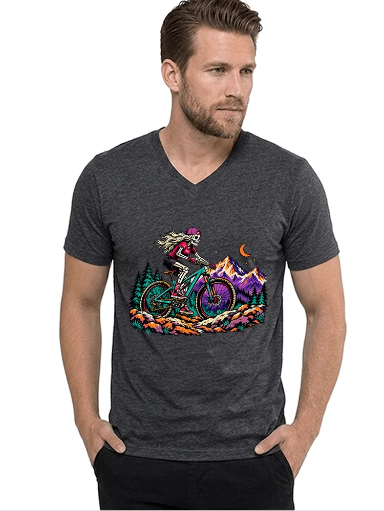skelett mountainbike t shirt halloween mtb downhill shirt fr damen t shirt mit v ausschnitt anthracite melange