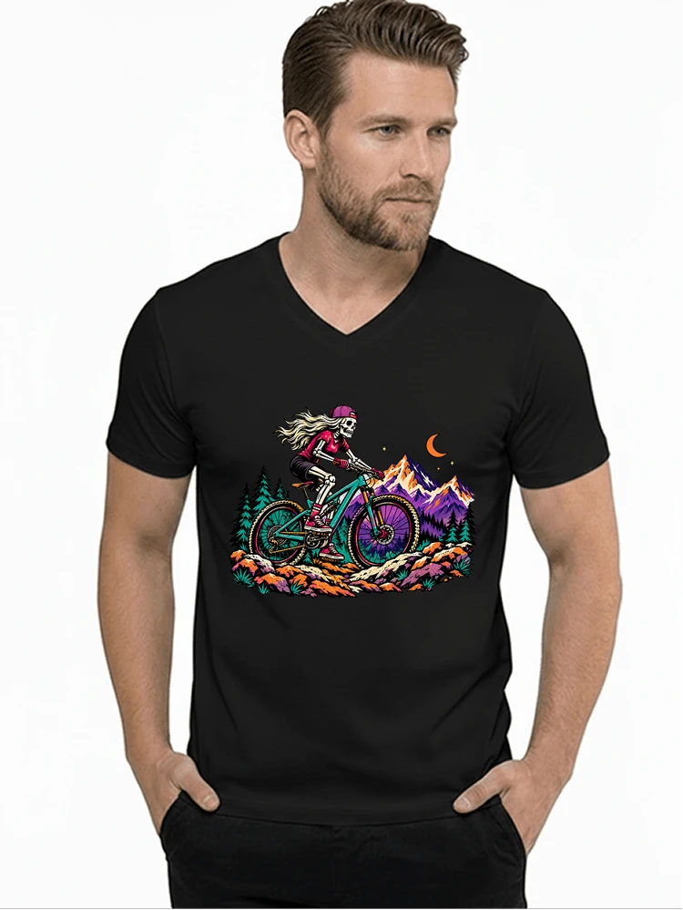 skelett mountainbike t shirt halloween mtb downhill shirt fr damen t shirt mit v ausschnitt black