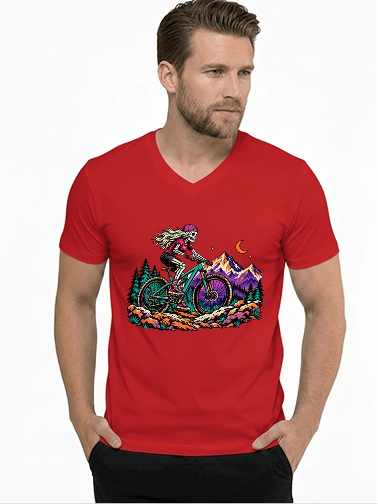 skelett mountainbike t shirt halloween mtb downhill shirt fr damen t shirt mit v ausschnitt red