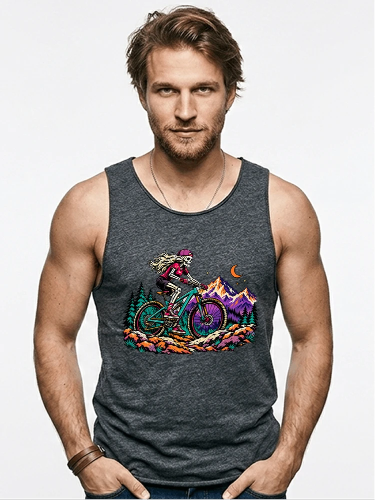 skelett mountainbike t shirt halloween mtb downhill shirt fr damen tanktop anthracite melange