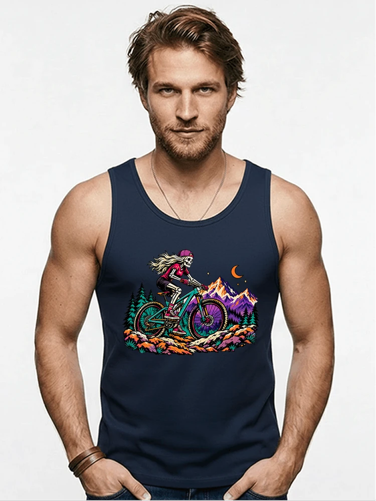 skelett mountainbike t shirt halloween mtb downhill shirt fr damen tanktop navy