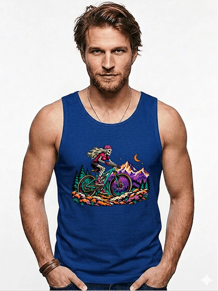 skelett mountainbike t shirt halloween mtb downhill shirt fr damen tanktop royal blue