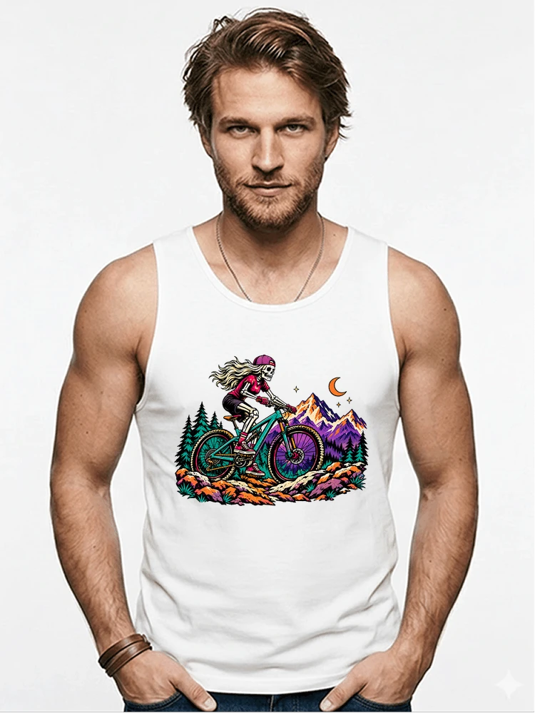 skelett mountainbike t shirt halloween mtb downhill shirt fr damen tanktop white