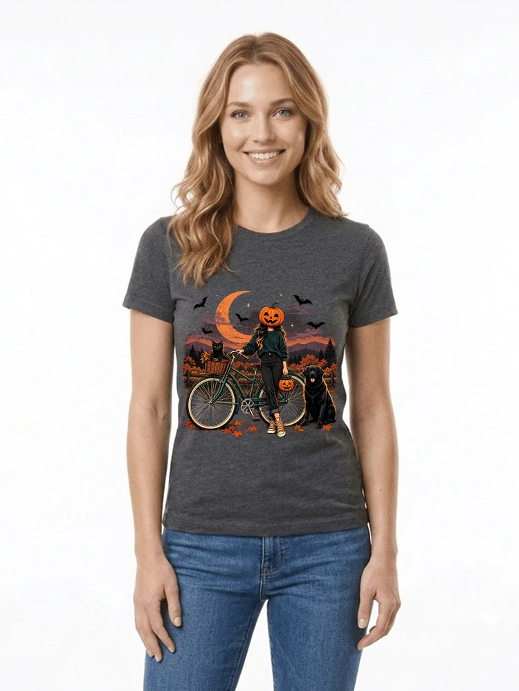 spooky season fahrrad damen t shirt damen t shirt anthracite melange
