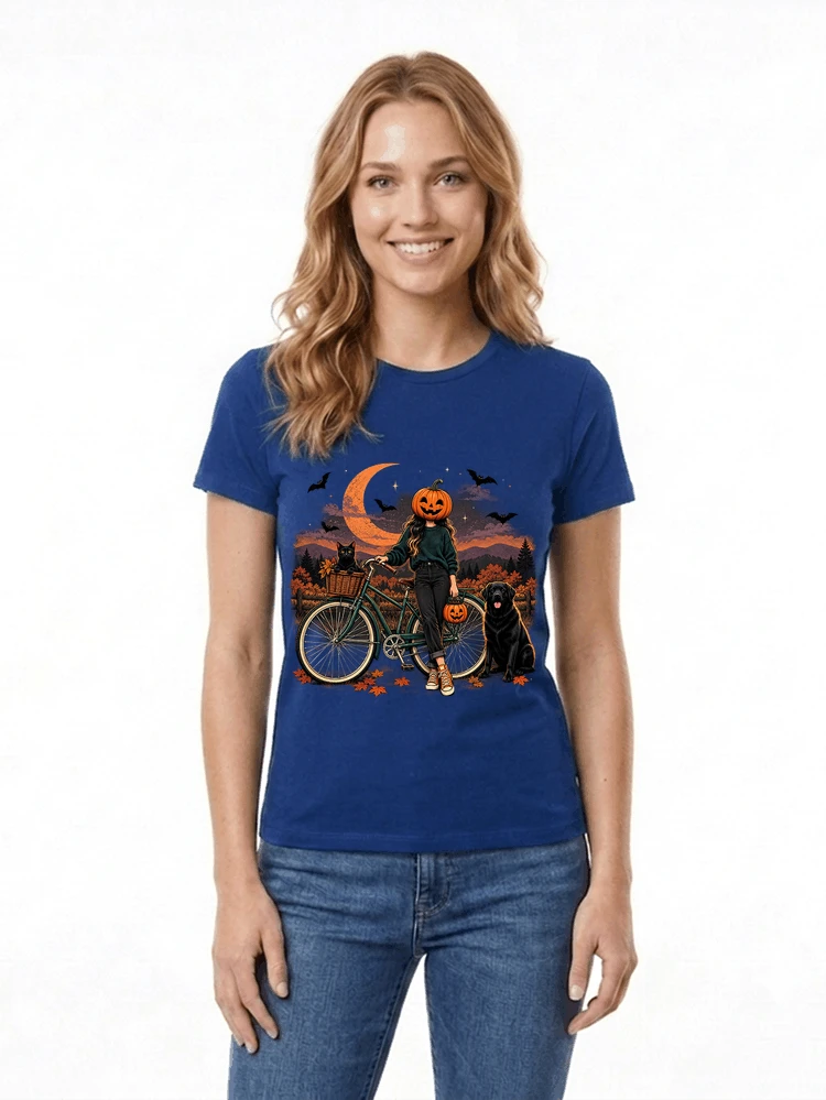 spooky season fahrrad damen t shirt damen t shirt royal blue