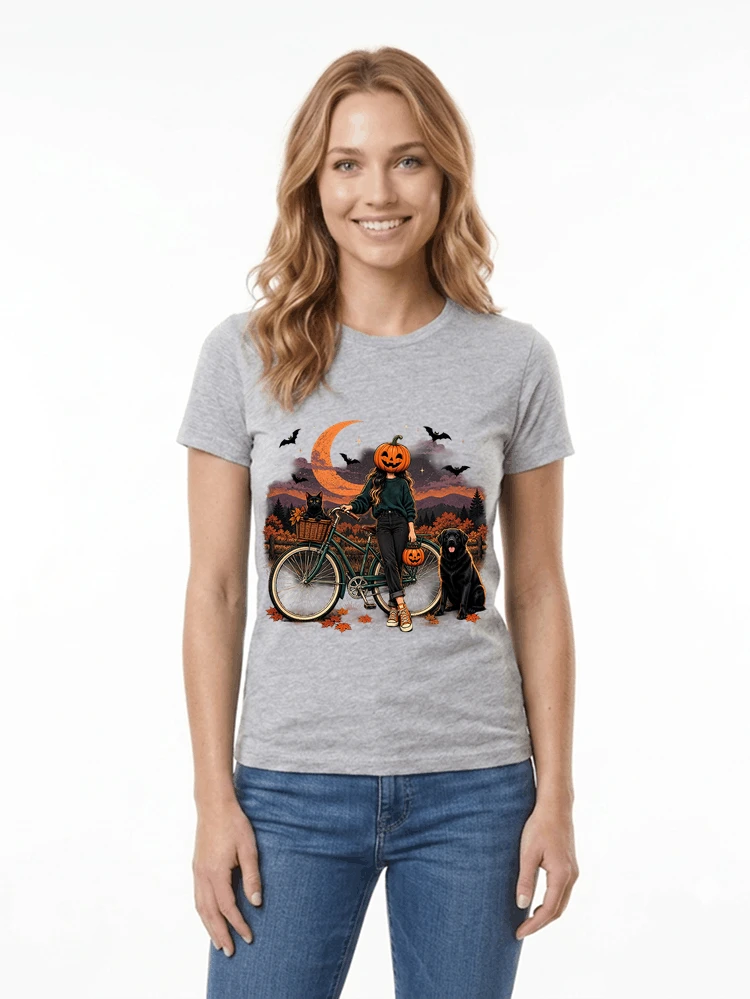 spooky season fahrrad damen t shirt damen t shirt sport grey