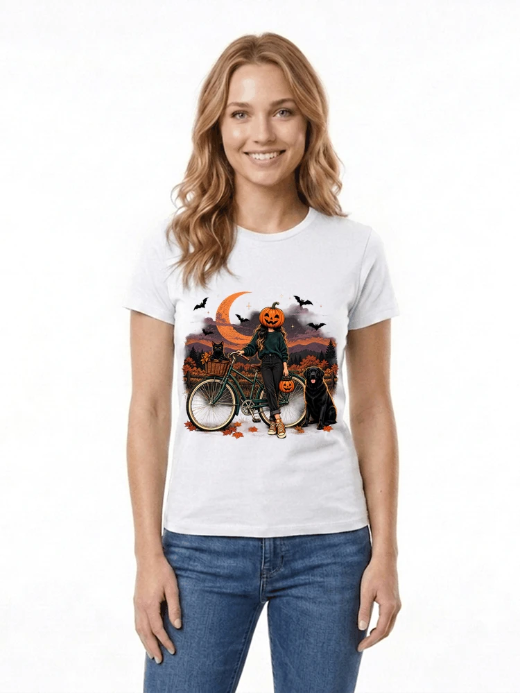 spooky season fahrrad damen t shirt damen t shirt white