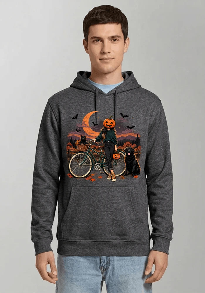 spooky season fahrrad damen t shirt kapuzenpullover anthracite melange
