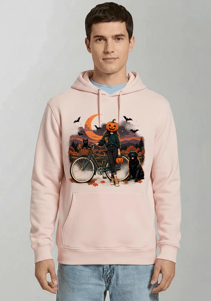 spooky season fahrrad damen t shirt kapuzenpullover light pink