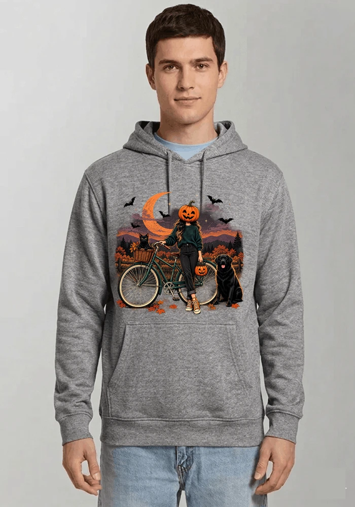 spooky season fahrrad damen t shirt kapuzenpullover sport grey
