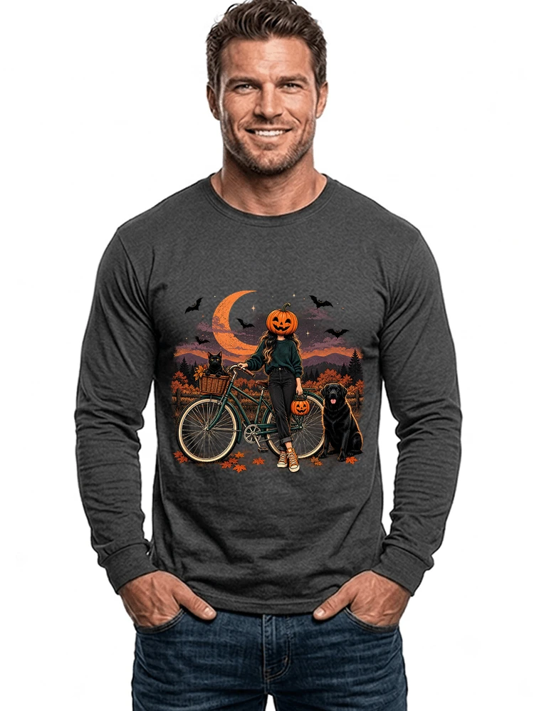 spooky season fahrrad damen t shirt langarmshirt anthracite melange