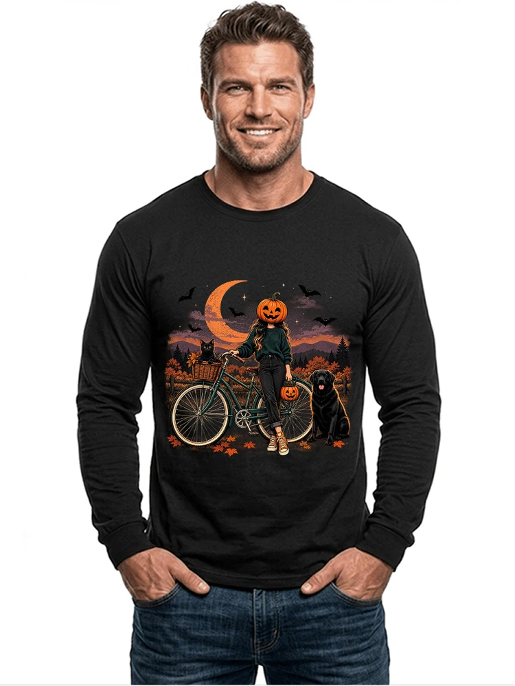 spooky season fahrrad damen t shirt langarmshirt black
