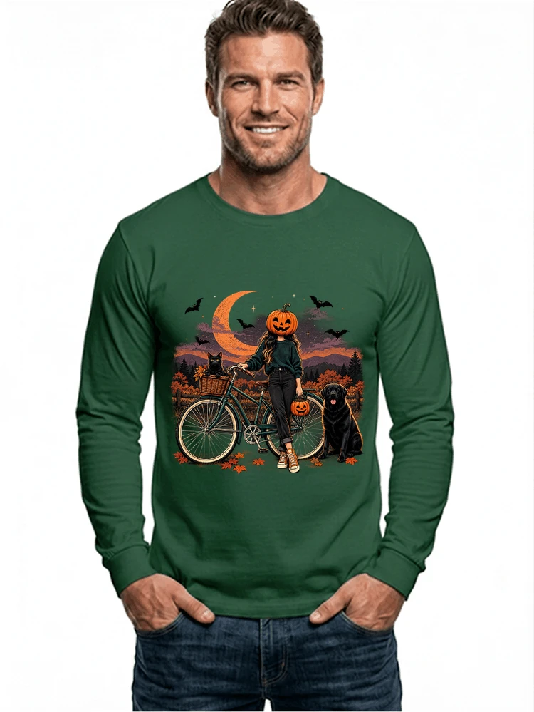 spooky season fahrrad damen t shirt langarmshirt forest green