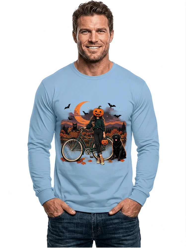 spooky season fahrrad damen t shirt langarmshirt light blue