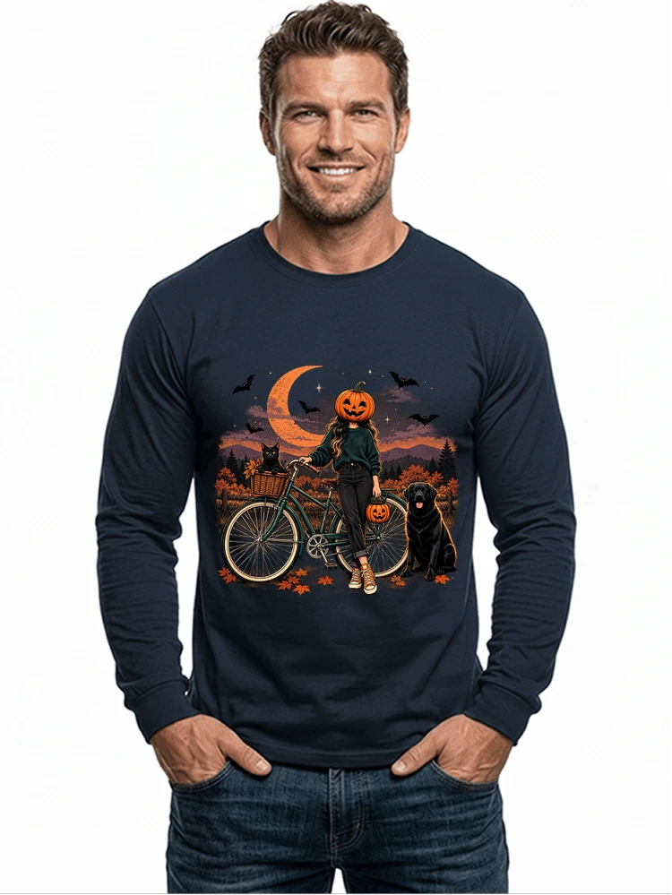 spooky season fahrrad damen t shirt langarmshirt navy