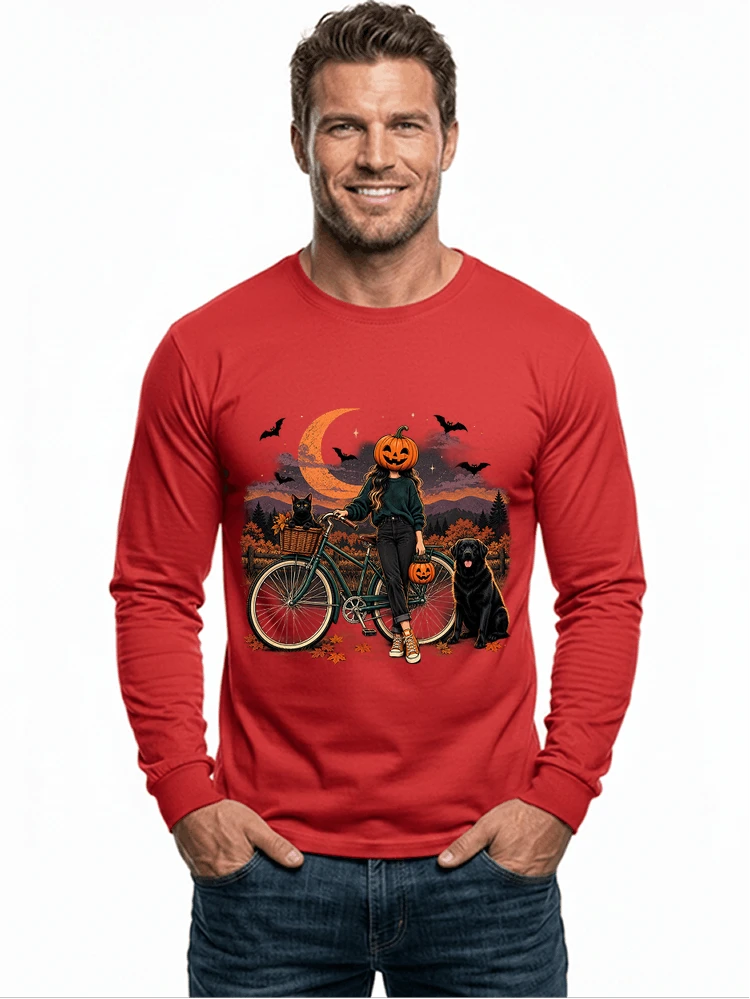 spooky season fahrrad damen t shirt langarmshirt red