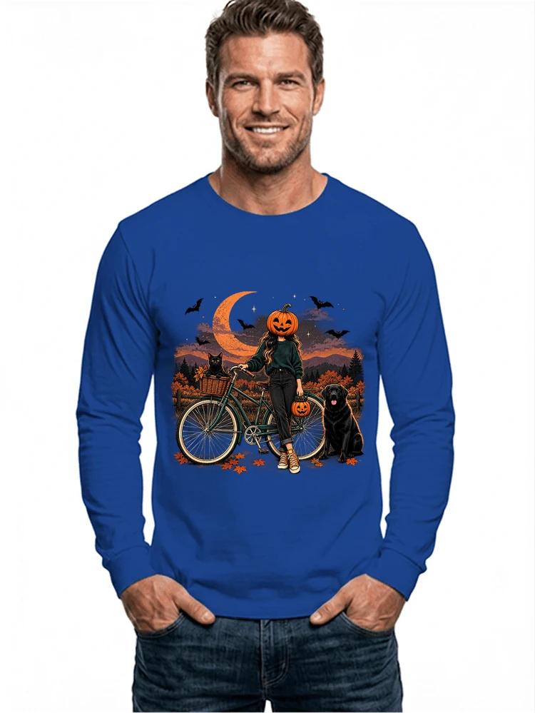 spooky season fahrrad damen t shirt langarmshirt royal blue