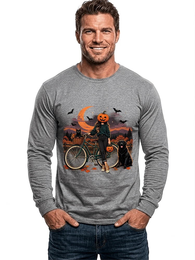 spooky season fahrrad damen t shirt langarmshirt sport grey